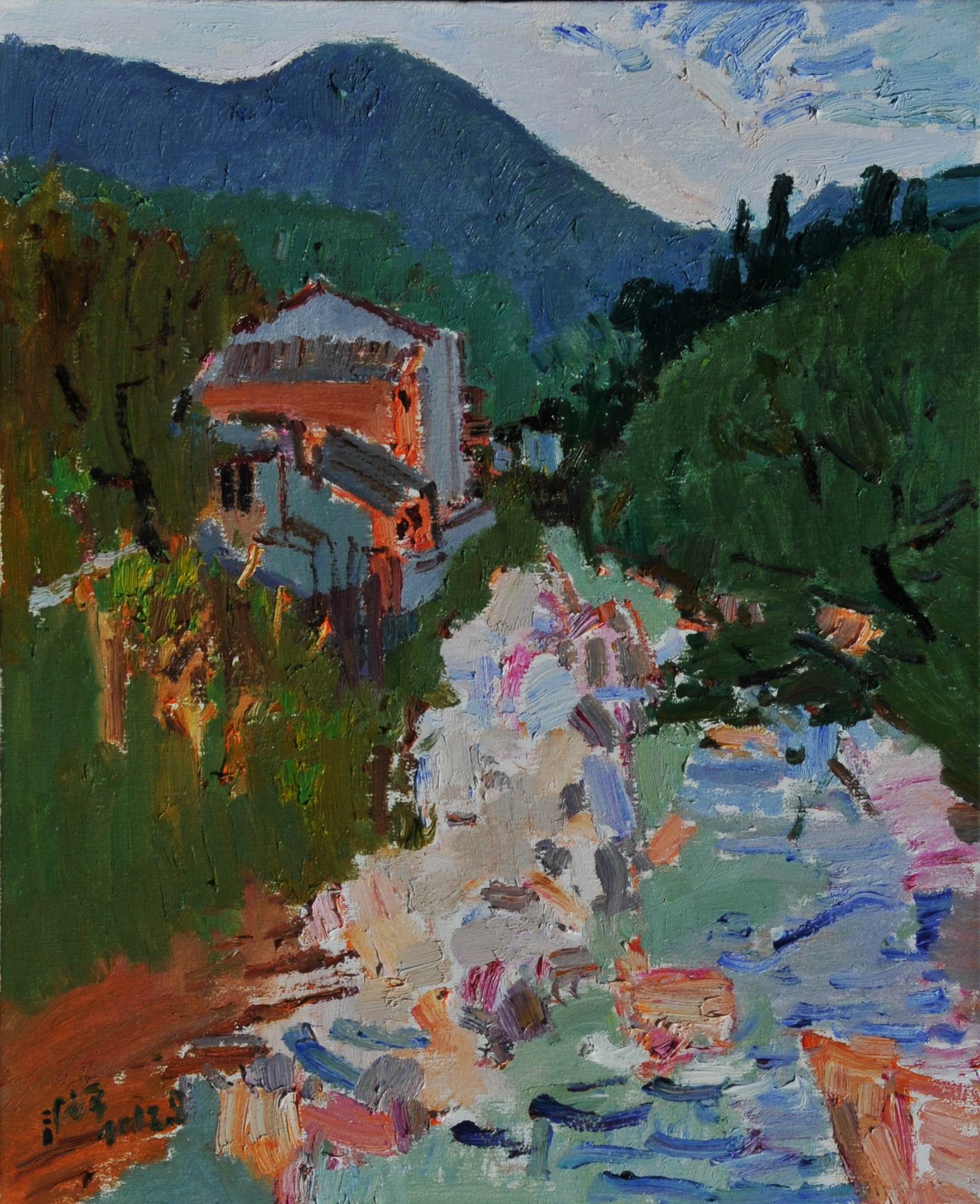 《桐木村边的小河》（80x65）2012年