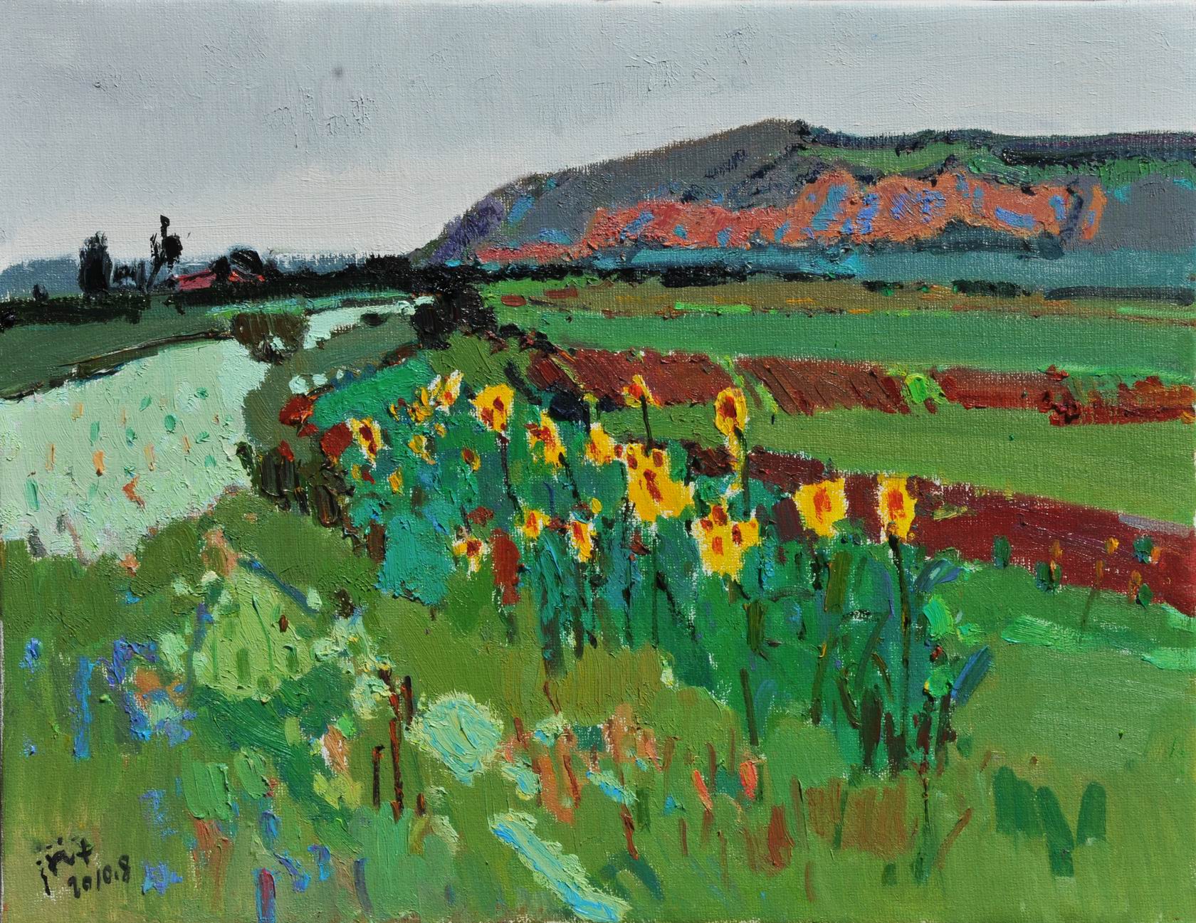 《河边的野向日葵》（90x70）2012年