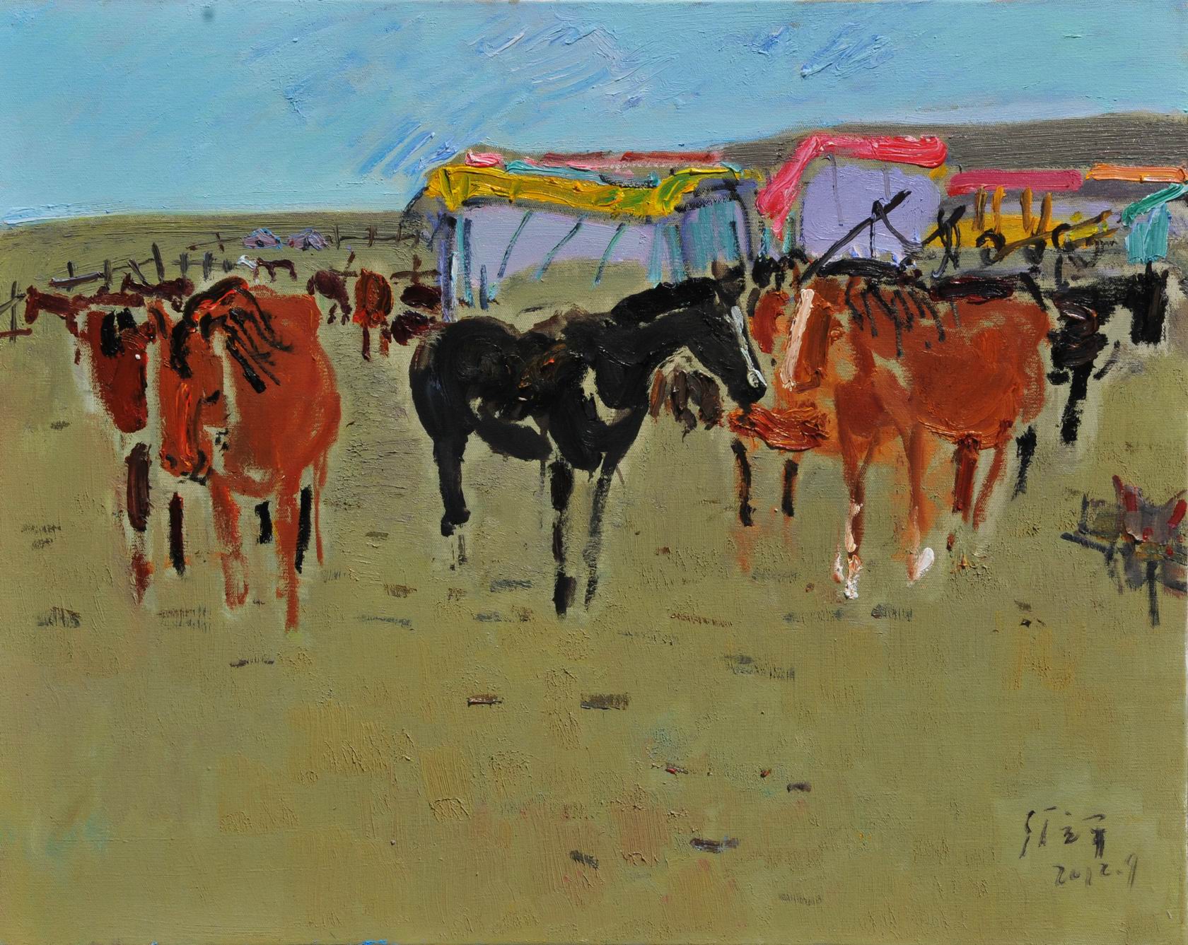 《蒙古马》（100x80）2012年