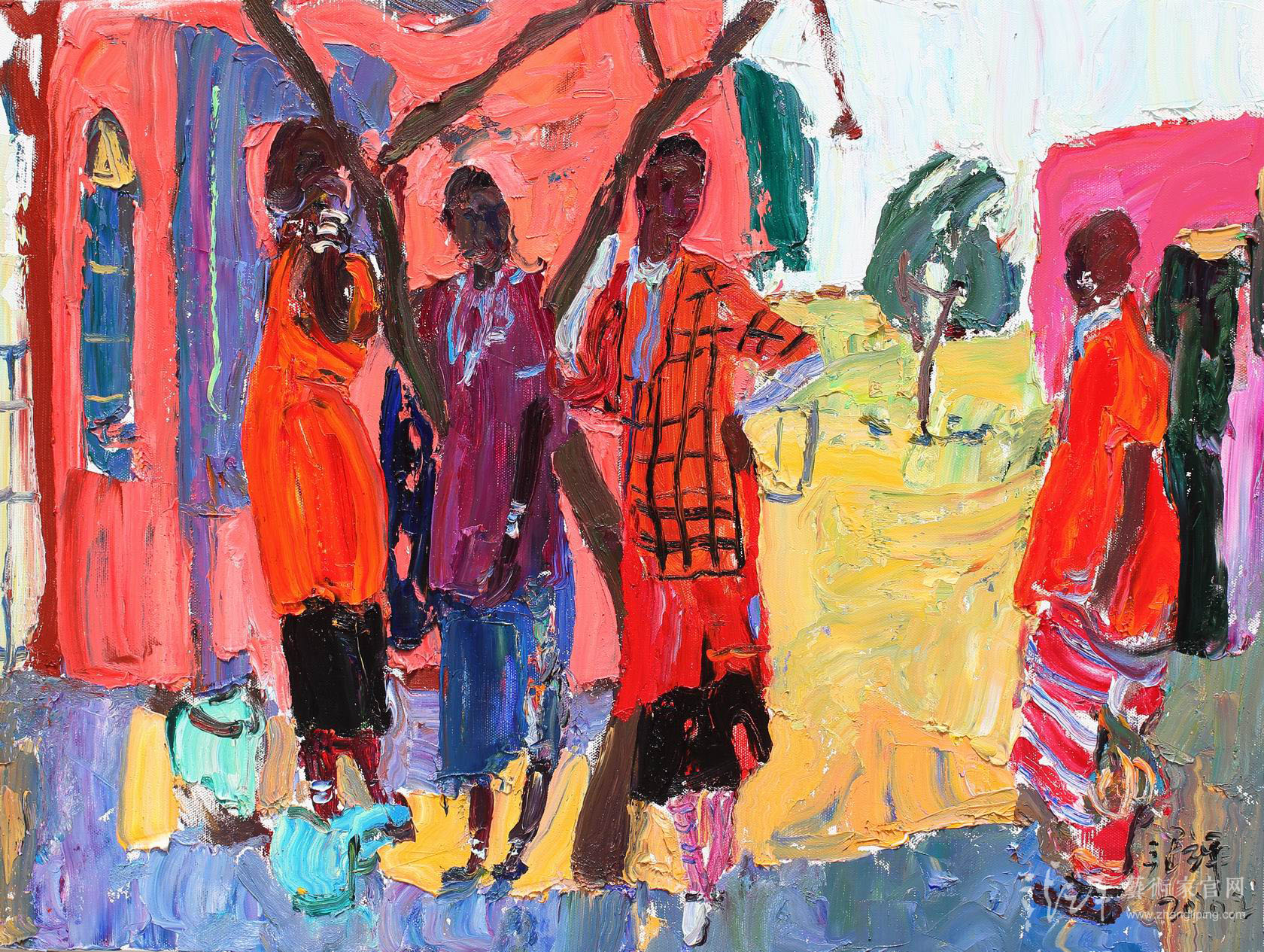 《肯尼亚村边女子》（80x60）2020年